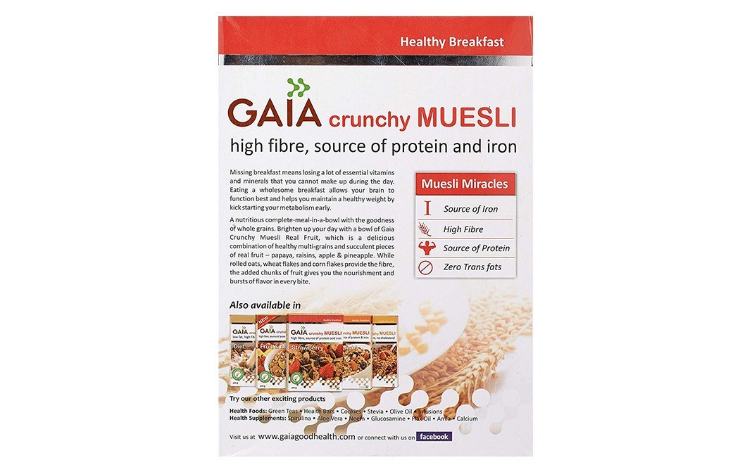 Gaia Crunchy Muesli, Real Fruit   Box  400 grams